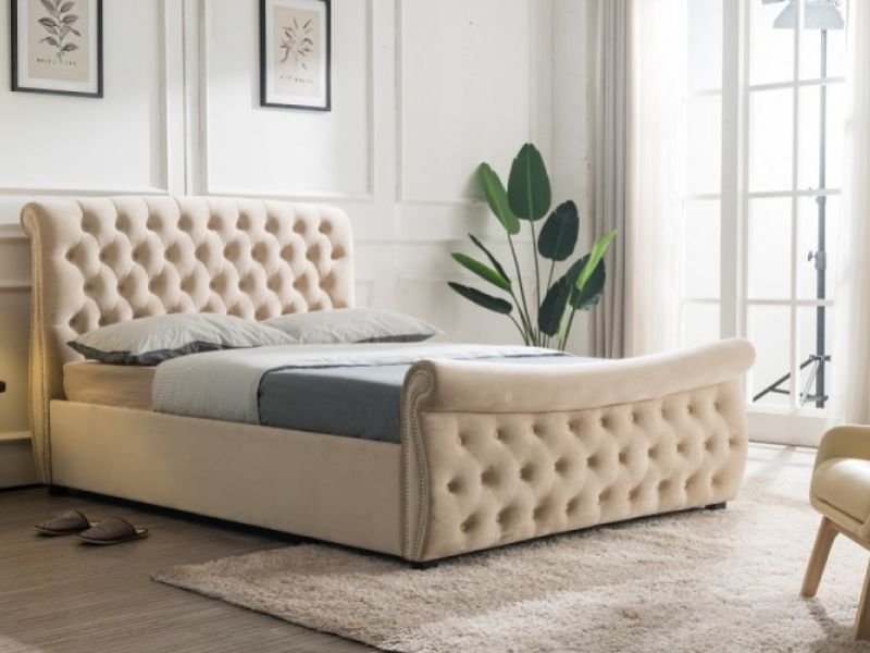 Flair Furnishings Lucinda 4ft6 Double Cream Fabric Ottoman Bed Frame