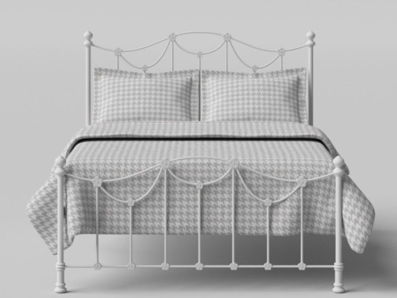 OBC Carie 4ft 6 Double Glossy Ivory Low Footend Metal Bed Frame