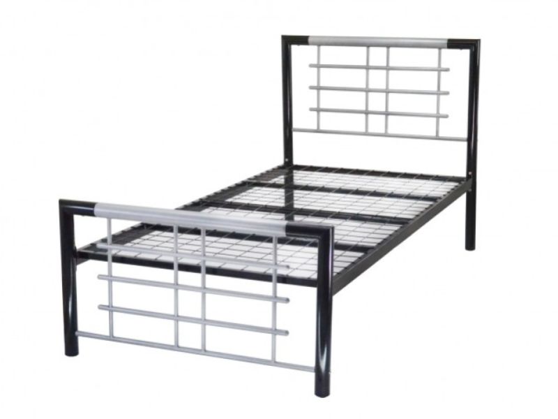 Metal Beds Atlanta 3ft Single Silver and Black Metal Bed Frame