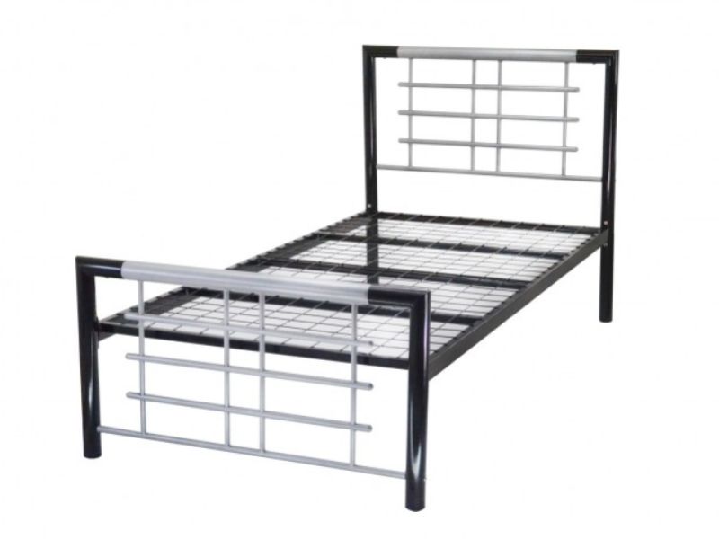 Metal Beds Atlanta 4ft6 Double Silver and Black Metal Bed Frame