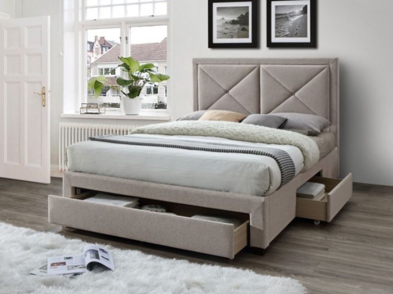 Limelight Cezanne 5ft Kingsize Mink Fabric Bed Frame With Drawers