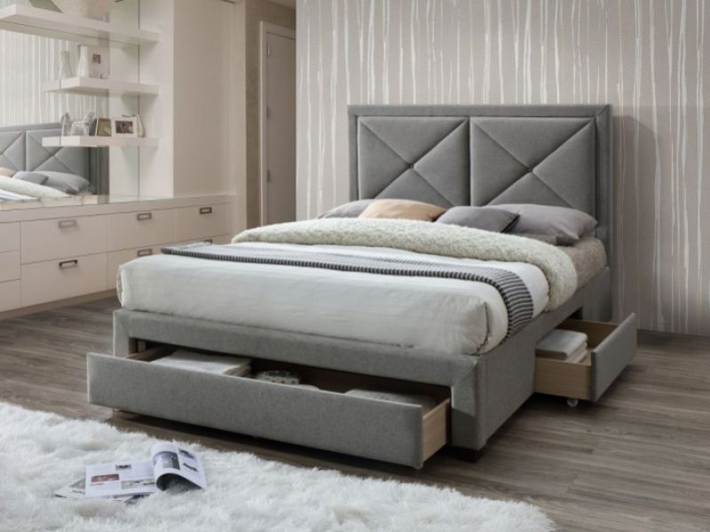 Limelight Cezanne 5ft Kingsize Grey Fabric Bed Frame With Drawers