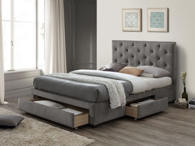 Limelight Monet 4ft6 Double Grey Fabric Bed Frame With Drawers