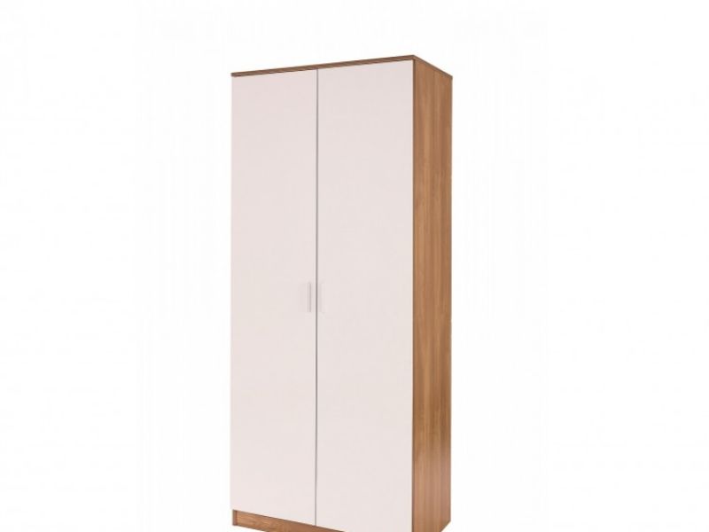 GFW Ottawa 2 Door Wardrobe in Oak and White Gloss