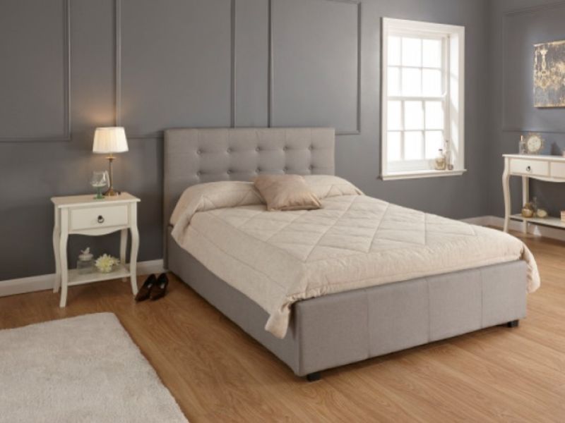 GFW Regal 4ft6 Double Grey Upholstered Fabric Ottoman Bed Frame