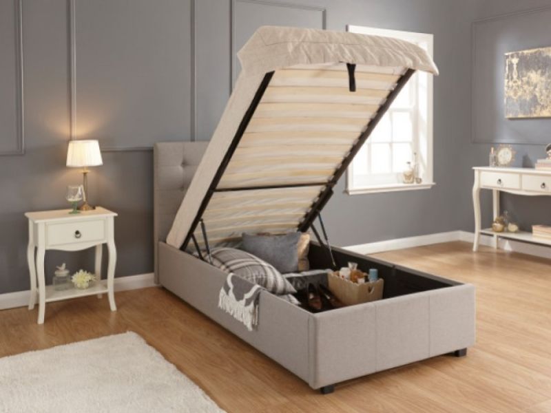 GFW Regal 3ft Single Grey Upholstered Fabric Ottoman Bed Frame
