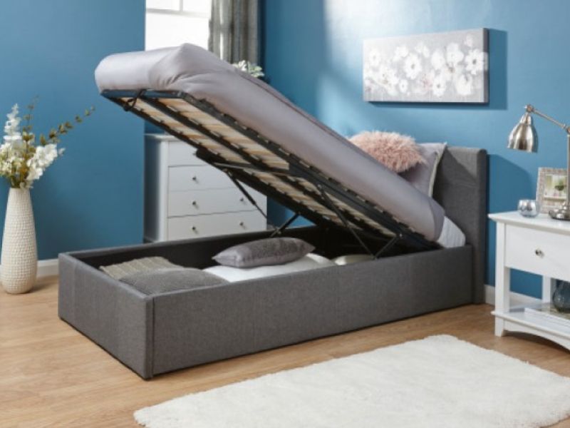 GFW End Lift Ottoman 3ft Single Grey Fabric Bed Frame