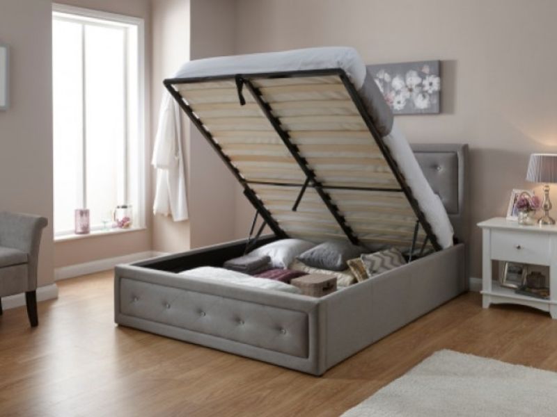 GFW Hollywood 4ft6 Double Stone Fabric Ottoman Lift Bed Frame