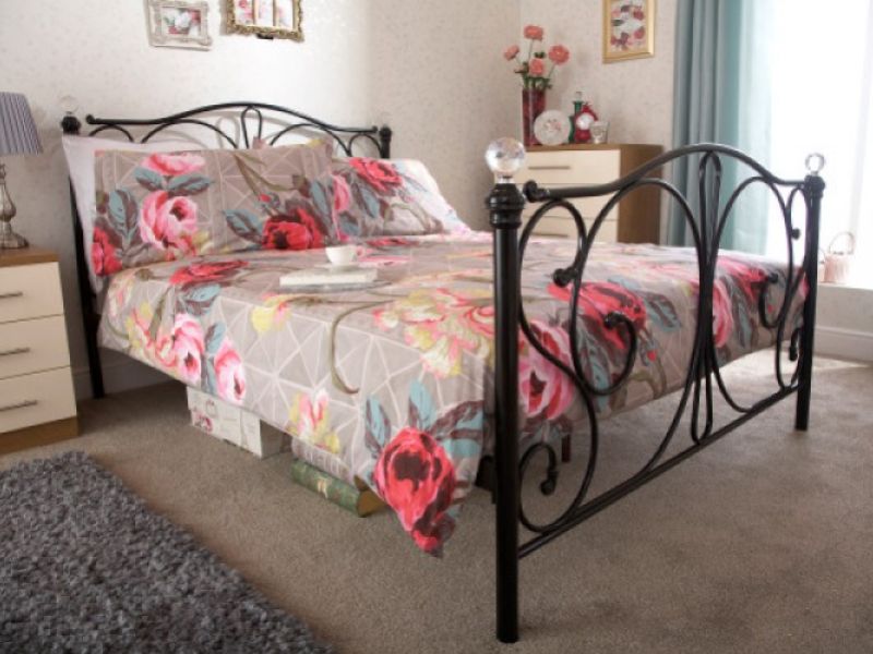 GFW Panache Crystal 4ft6 Double Black Metal Bed Frame