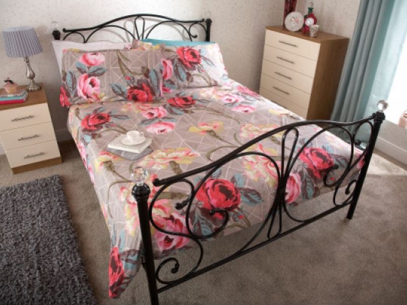 GFW Panache Crystal 4ft6 Double Black Metal Bed Frame