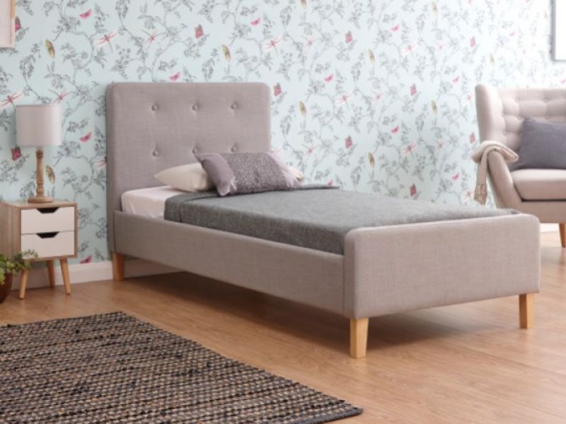 GFW Ashbourne 3ft Single Light Grey Fabric Bed Frame