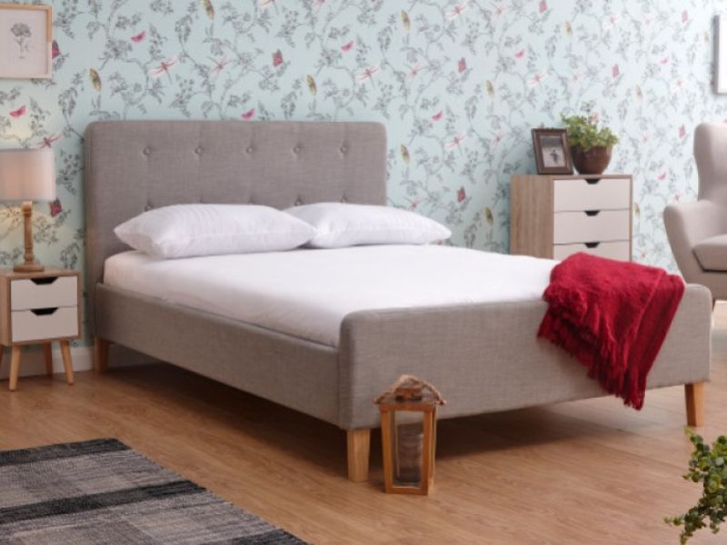 GFW Ashbourne 5ft Kingsize Light Grey Fabric Bed Frame