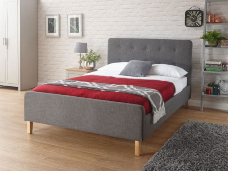 GFW Ashbourne 4ft6 Double Dark Grey Fabric Bed Frame