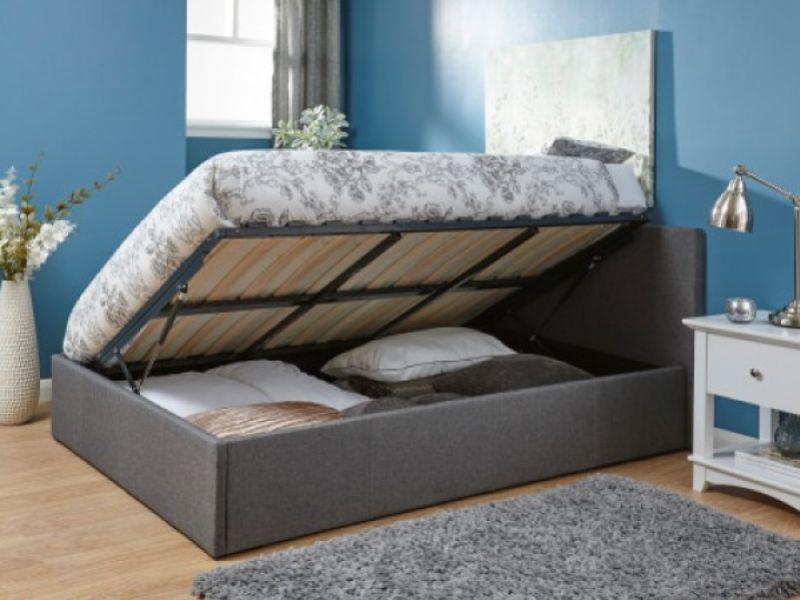 GFW Side Lift Ottoman 4ft6 Double Grey Fabric Bed Frame