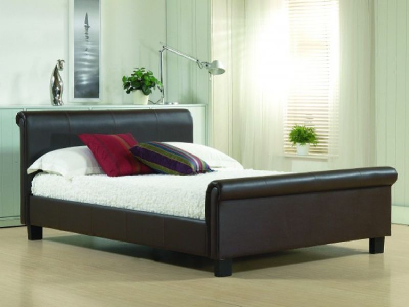 Time Living Aurora 4ft Small Double Brown Faux Leather Bed Frame