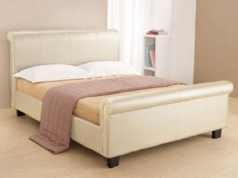 Time Living Aurora 3ft Single Cream Faux Leather Bed Frame