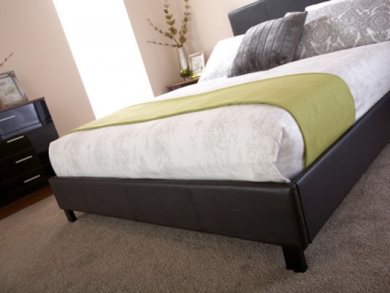 GFW Bed In A Box 3ft Single Black Faux Leather Bed Frame