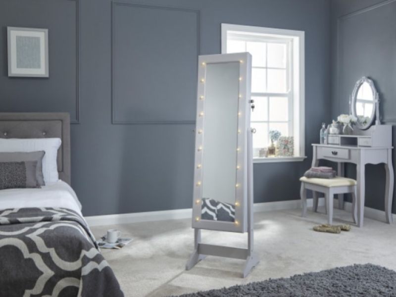 GFW Amore Mirror Jewellery Armoire With LED In Grey