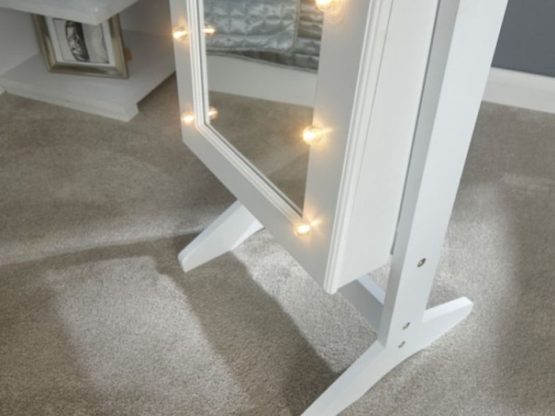 GFW Amore Mirror Jewellery Armoire With LED In White