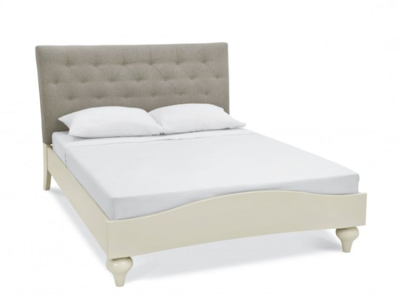 Bentley Designs Montreux Antique White And Diamond Stitch Upholstered 4ft6 Double Bed Frame