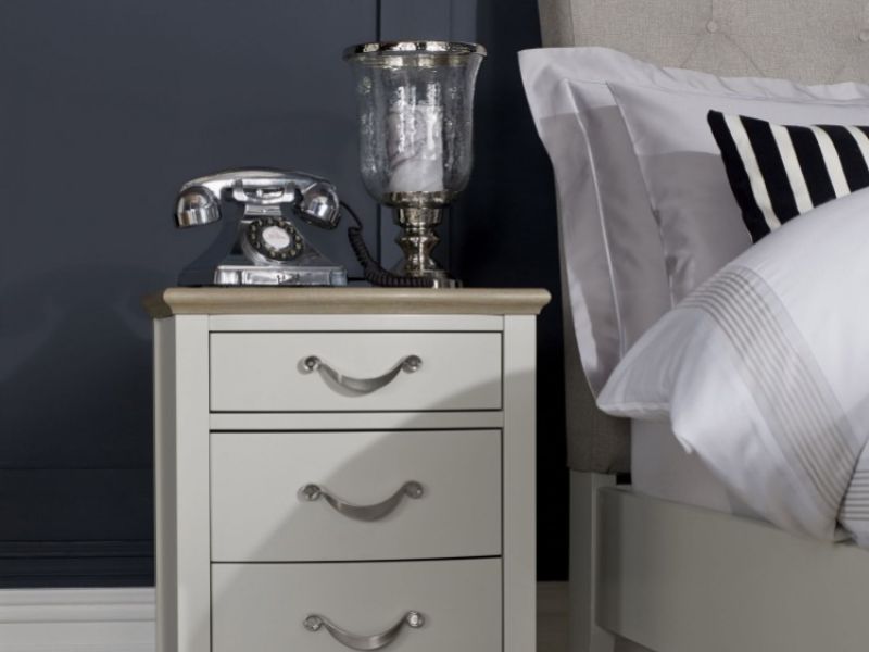 Bentley Designs Montreux Soft Grey And Grey Washed Oak 3 Drawer Bedside