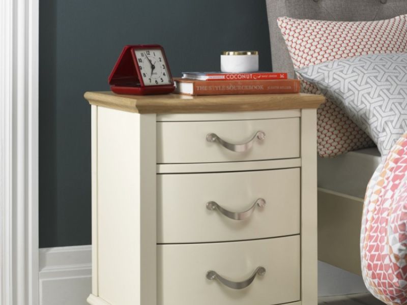 Bentley Designs Montreux Antique White And Pale Oak 3 Drawer Bedside