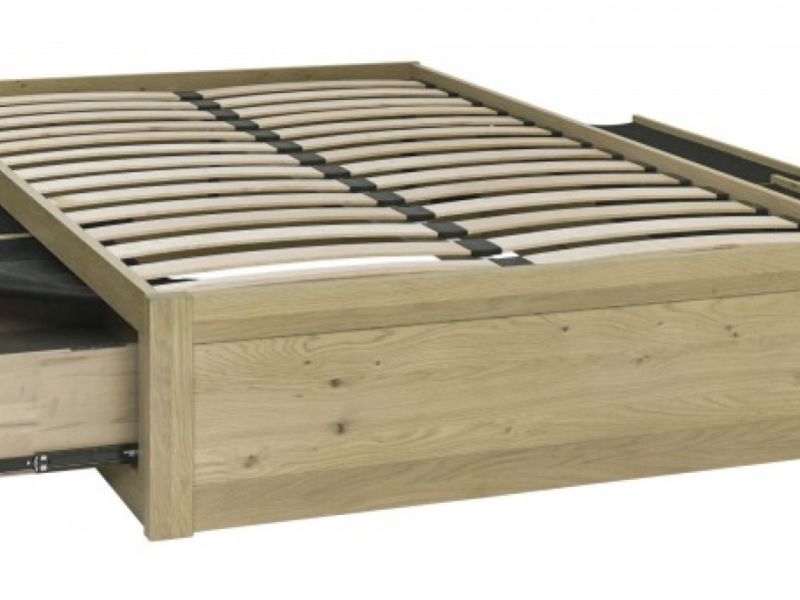 Bentley Designs Turin Aged Oak 4ft6 Double Wooden Storage Bed