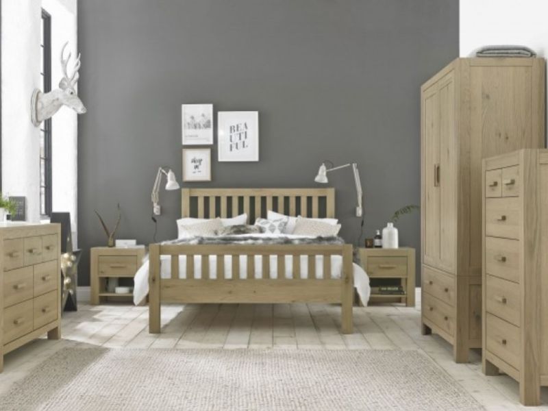 Bentley Designs Turin Aged Oak 4ft6 Double Wooden Slatted Bed Frame