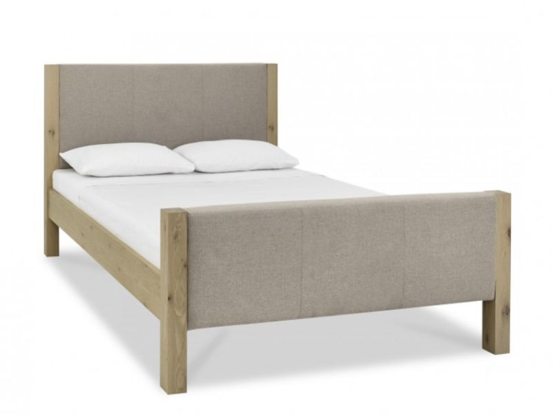 Bentley Designs Turin Aged Oak And Fabric 4ft6 Double Bed Frame