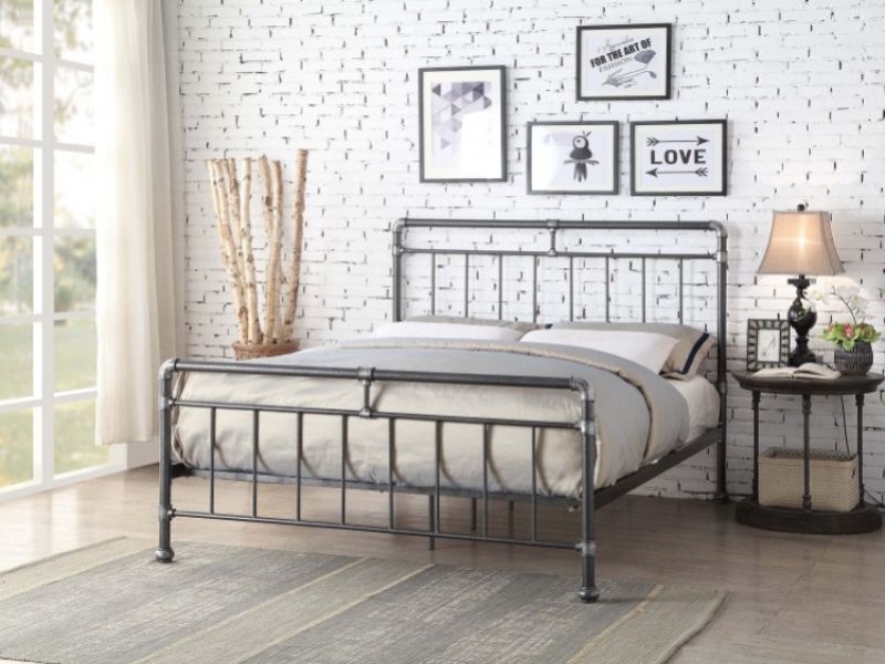 Flintshire Cilcain 4ft6 Double Silver Metal Bed Frame