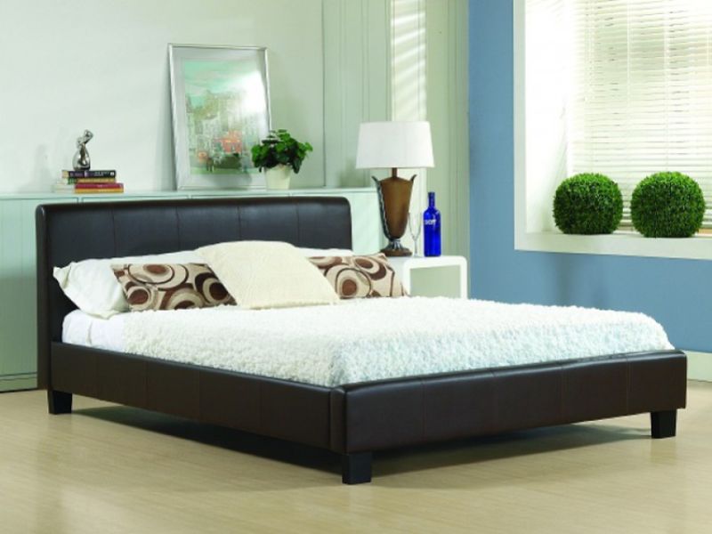 Time Living Hamburg 3ft Single Brown Faux Leather Bed Frame