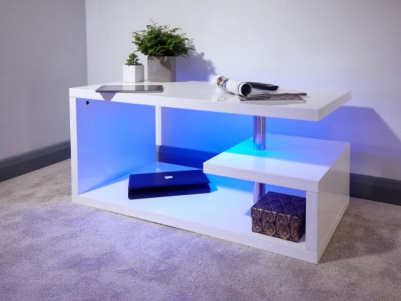 GFW Polar White Gloss LED Coffee Table