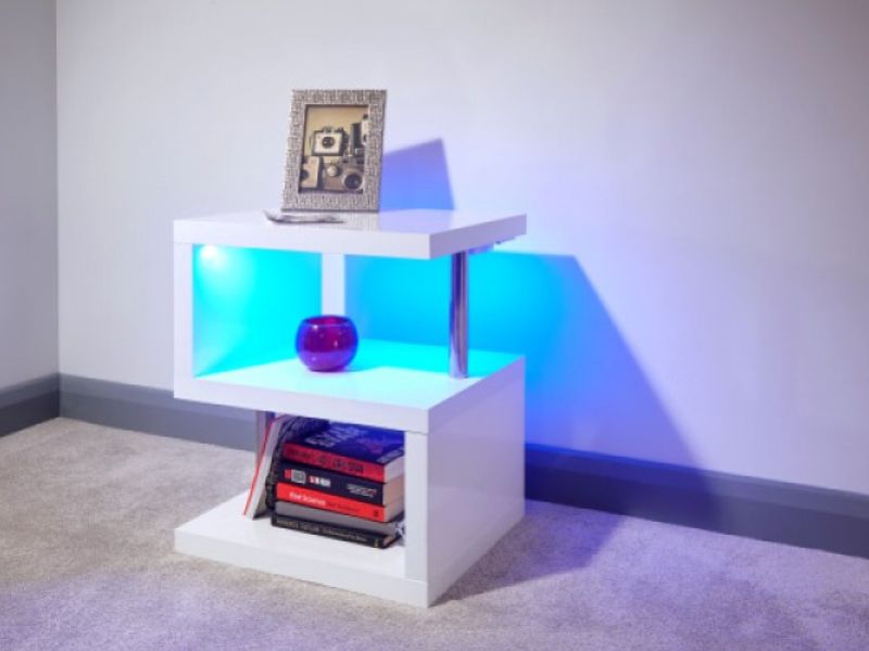 GFW Polar White Gloss LED Side Table