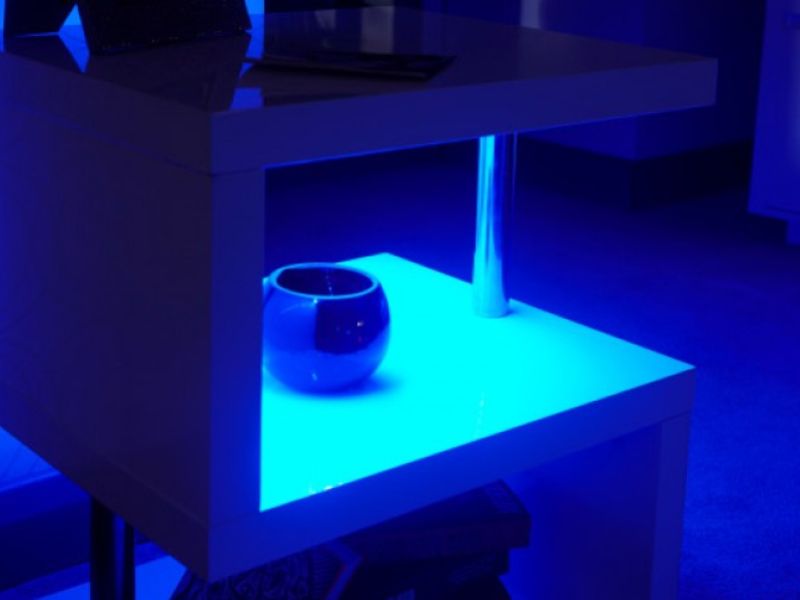 GFW Polar White Gloss LED Side Table