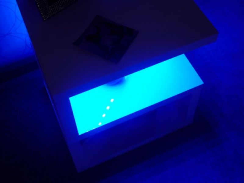 GFW Polar White Gloss LED Side Table