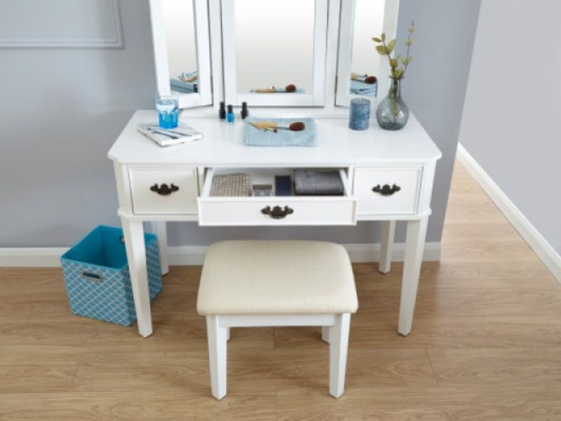 GFW Bella Dressing Table Set In White