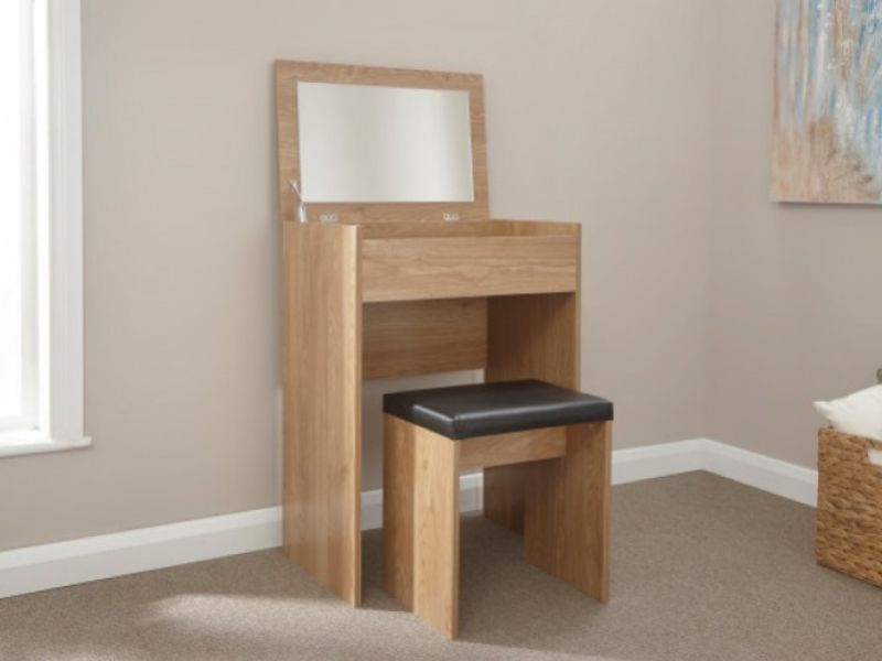 GFW Compact Dressing Table And Stool In Oak