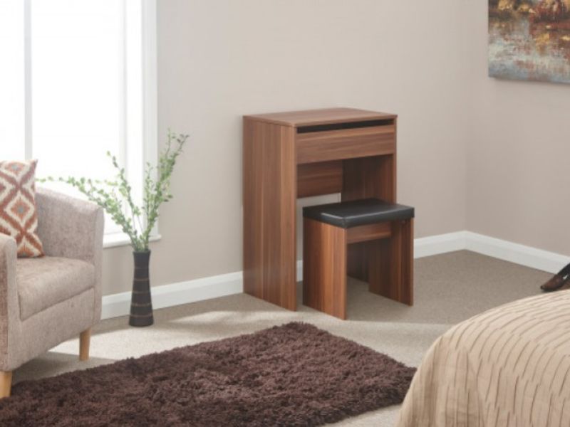 GFW Compact Dressing Table And Stool In Walnut