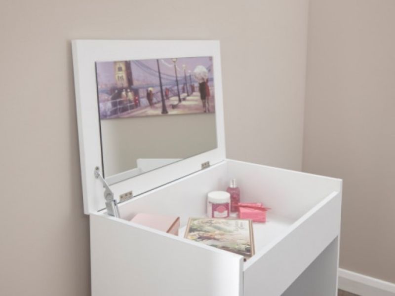 GFW Compact Dressing Table And Stool In White