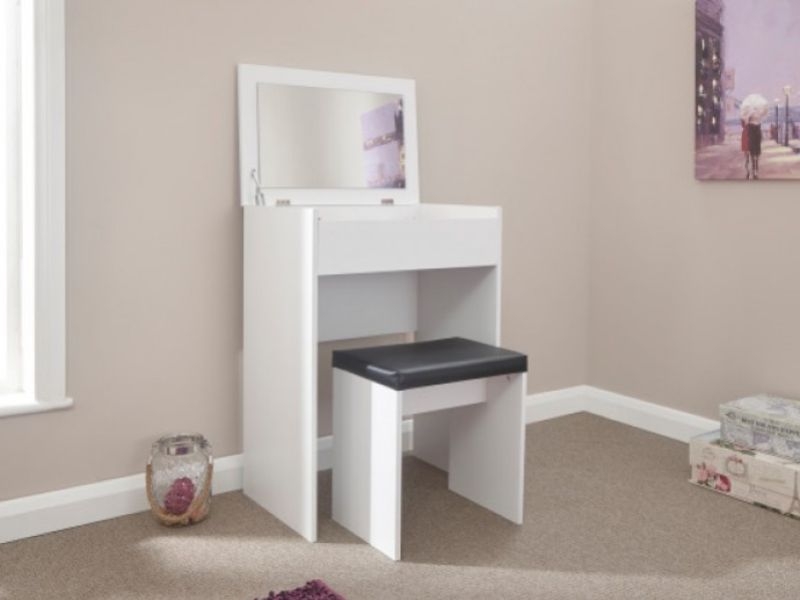 GFW Compact Dressing Table And Stool In White