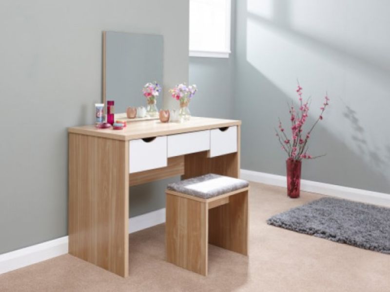 GFW Elizabeth Dressing Table Set In Oak And White