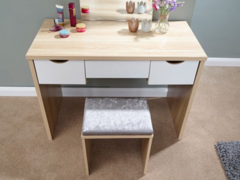 GFW Elizabeth Dressing Table Set In Oak And White