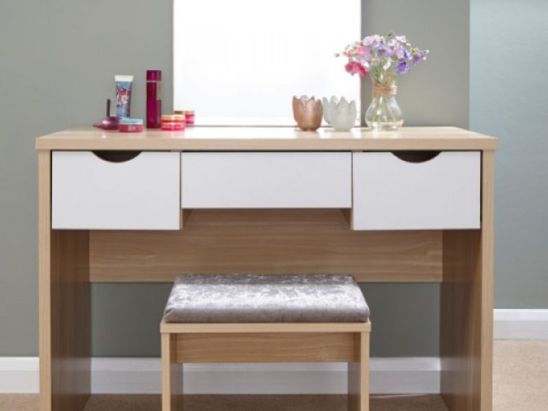 GFW Elizabeth Dressing Table Set In Oak And White