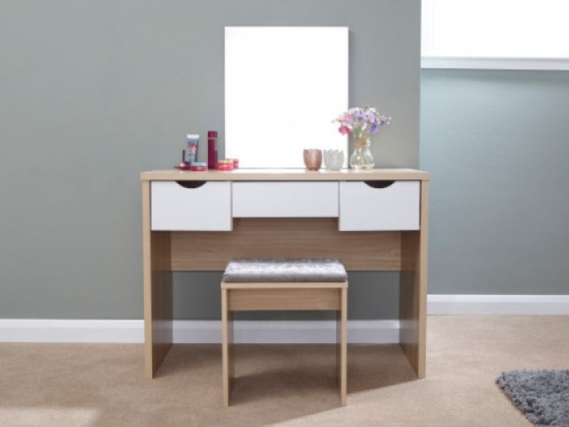 GFW Elizabeth Dressing Table Set In Oak And White