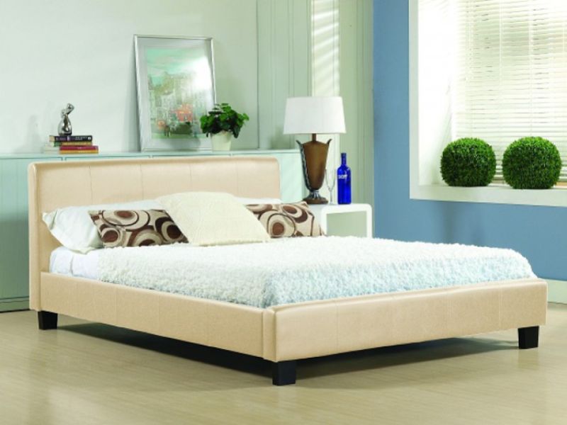 Time Living Hamburg 5ft Kingsize Cream Faux Leather Bed Frame