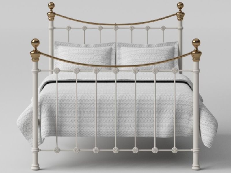 OBC Selkirk 4ft 6 Double Glossy Ivory Metal Bed Frame