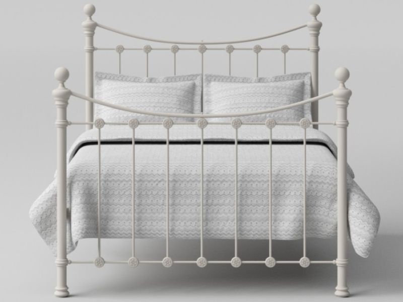 OBC Selkirk 4ft 6 Double Solo Glossy Ivory Metal Bed Frame