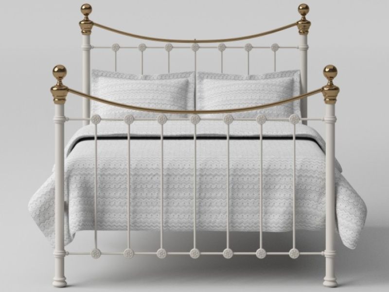 OBC Selkirk 3ft Single Glossy Ivory Metal Headboard