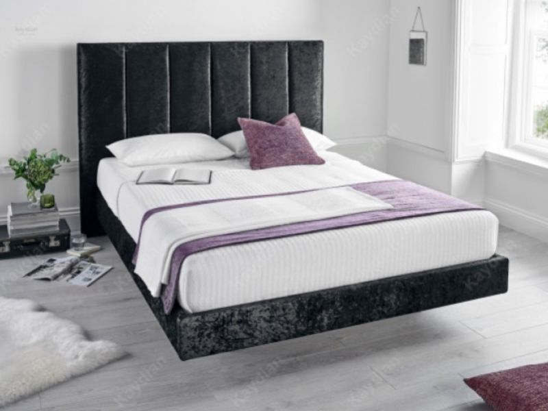 Kaydian Clarice 5ft Kingsize Black Velvet Fabric Bed With USB Ports