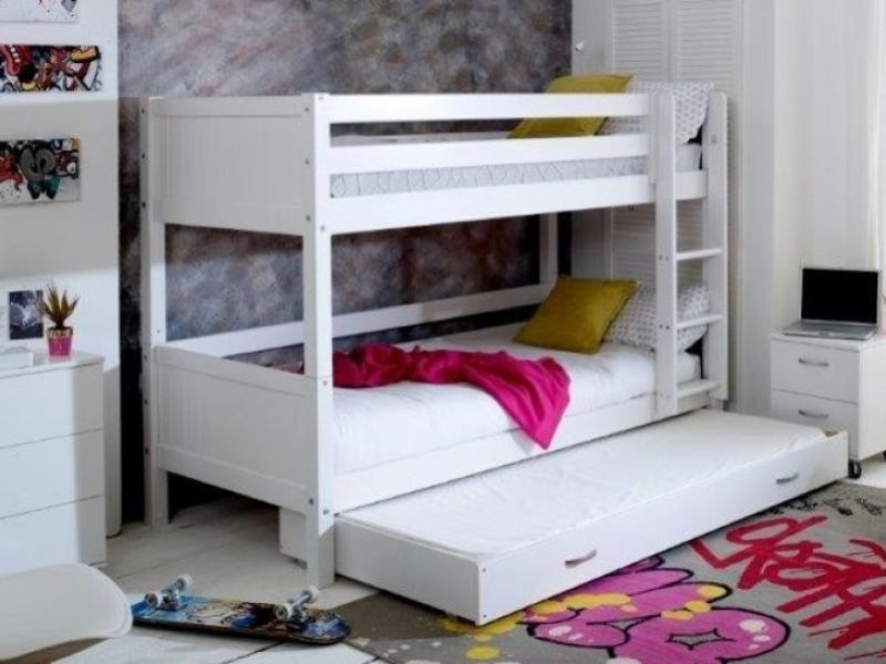 Thuka Nordic Bunk Bed 3 With Grooved White End Panels And Trundle Bed